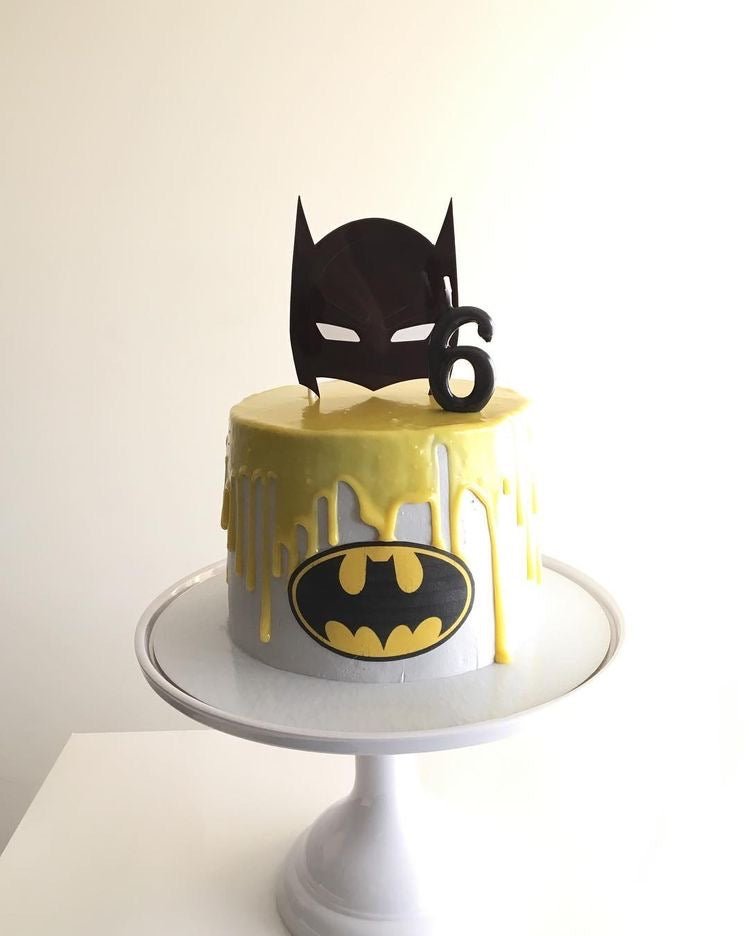 Easy Batman Birthday Cake with DIY Cake Topper