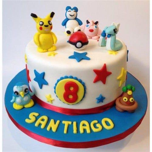 Gâteau Pokémon, gâteau d'anniversaire Pokemon Pikachu, gâteau en pâte à  sucre Pokemon - Super Gâteaux