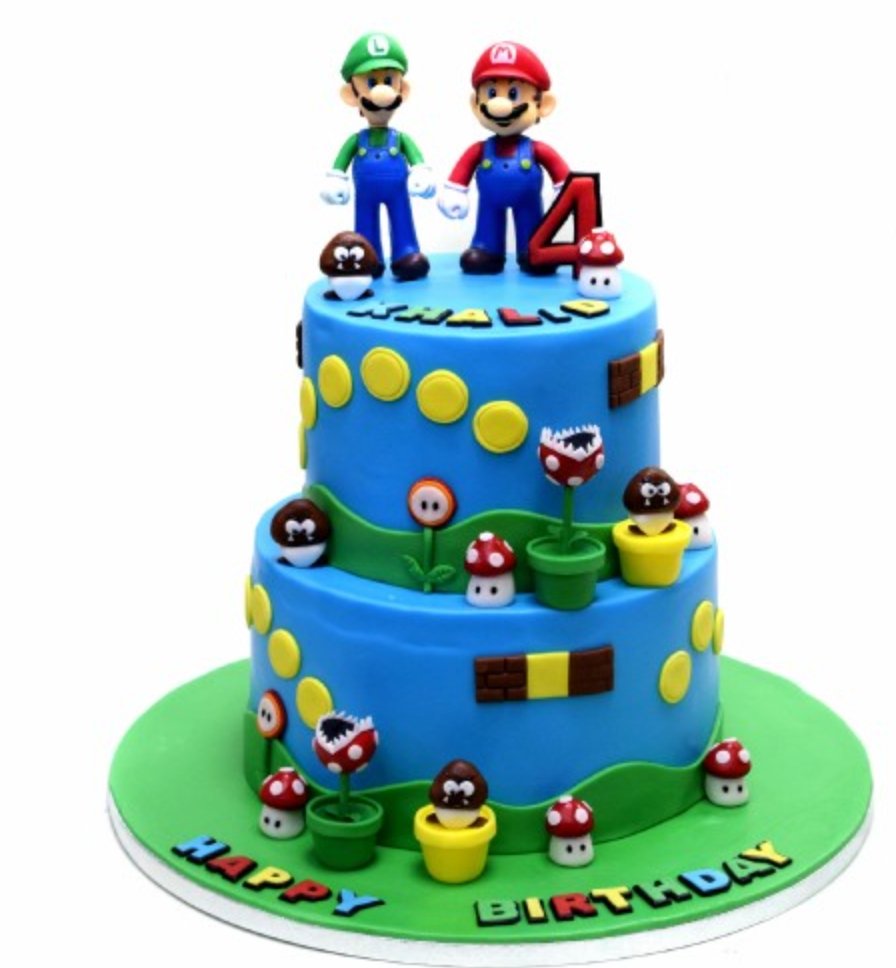 Gâteau Super Mario, gâteau d'anniversaire Super Mario, gâteau Mario en pâte  à sucre - Super Gâteaux