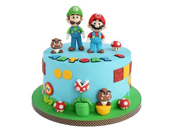 Gâteau Mario Bros en pâte à sucre